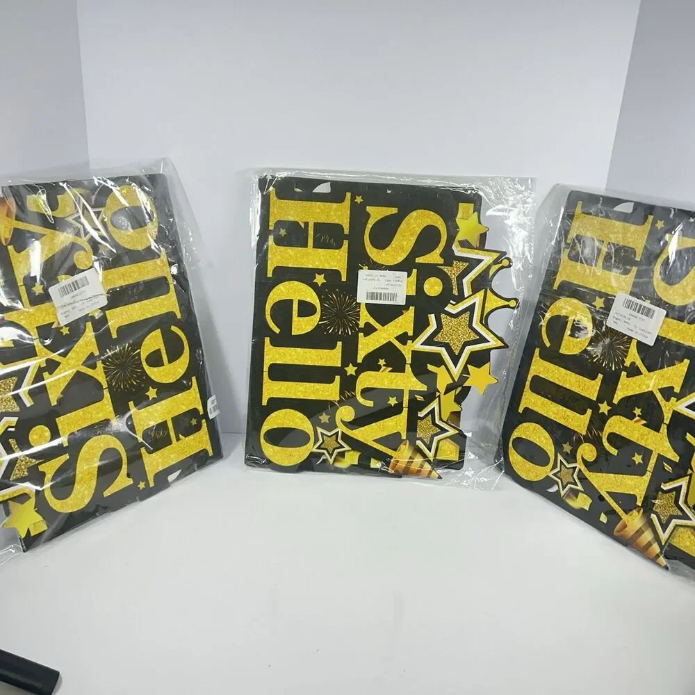 3 Packs 60th Birthday Yard Signs Black Gold 1964 Vintage Hello Sixty Lawn Decor